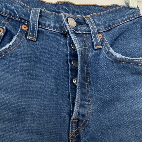 Levi's Premium 501 Jeans Blue Chewed Hem Skinny 24 - Picture 5 of 16